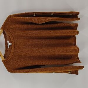 John Paul Richard Top Size Large Button Sleeve Detail Burnt Caramel Brown
